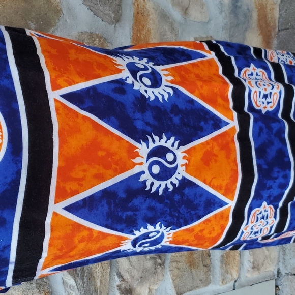 VINTAGE CARIBBEAN GIRL USA DRESS L ORANGE BLUE SUNDRESS LONG BEACH - Picture 3 of 9